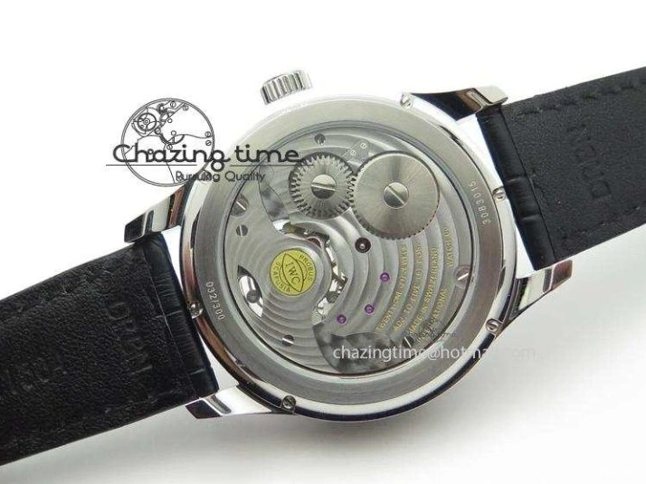 MIROTIME 0204 Portuguese Tourbillon Power Reserve Moonphase SS Black Dial Gold Numbers On Black Leather Strap RelaxedFit 7320